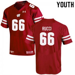 Youth Wisconsin Badgers NCAA #66 Nolan Rucci Red Authentic Under Armour Stitched College Football Jersey ID31X21GJ
